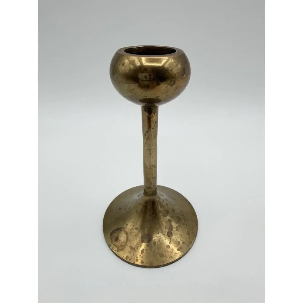 Brass Tulip Cup Graduated Taper Candle Holders Mid Century Modern MCM Set of 5